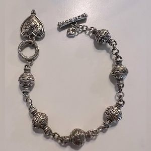 Brighton bracelet; large heart beads and toggle clasp with accent heart charm.